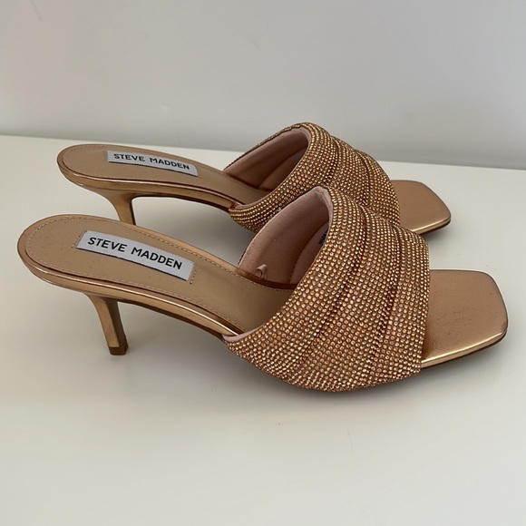 New STEVE MADDEN square Embellished Sandals rose gold - Picture 4 of 6